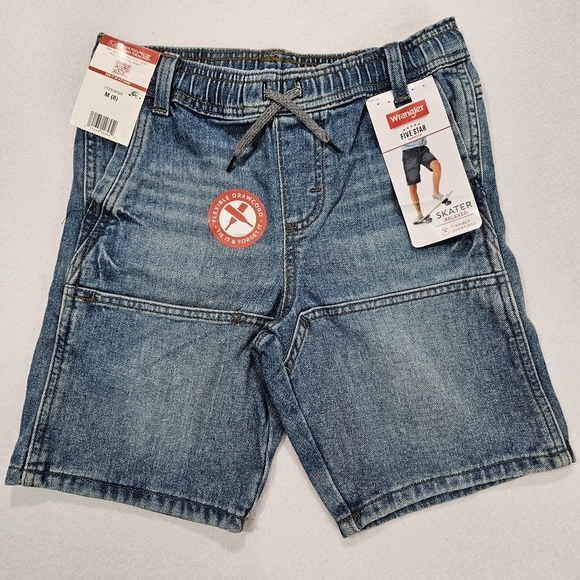 Wrangler Five Star Skater‎ Relaxed Boys Blue Denim Pull On Shorts Size M Size 8 - Picture 1 of 9